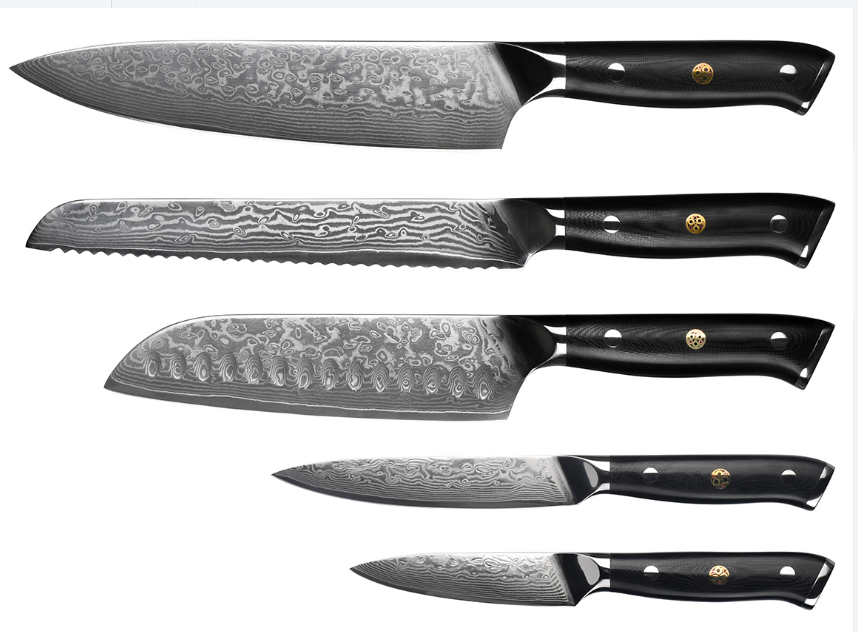 SCHMIEDWERK Serie 3 Profi Damast Chef Messer 8 inch mit Ebenholzgriff. Hochwertige HRC 59-61 Kernstahl für extrerm hohe Standzeit.